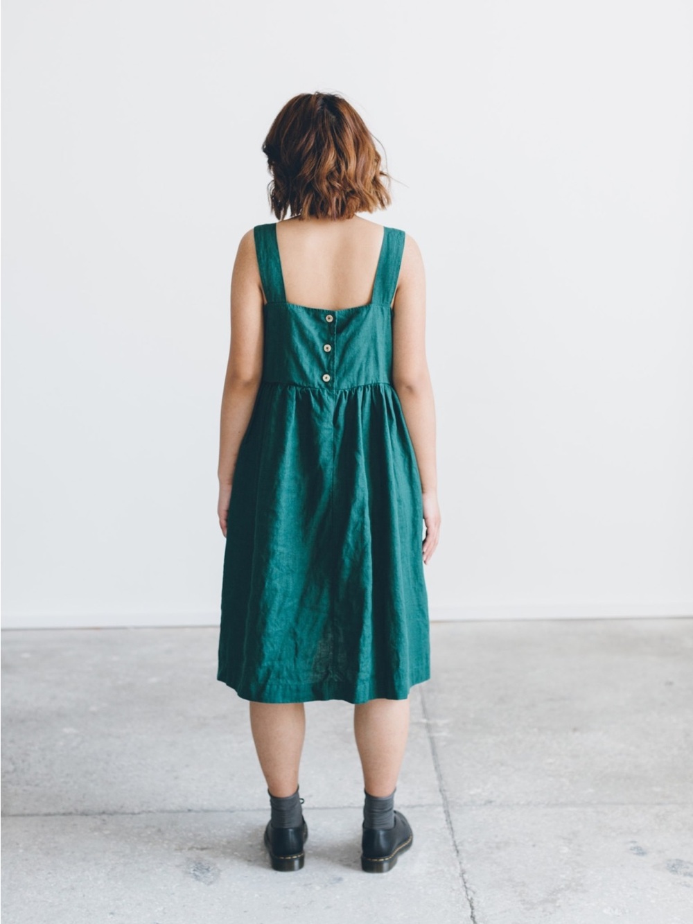 Linenfox Summer Linen Dress in Emerald Green, size s - Picture 5 of 5